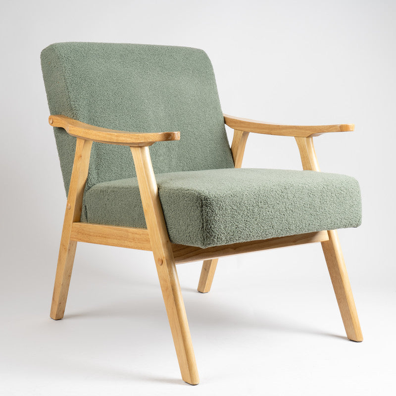 Light Green Boucle Flat Arm Chair
